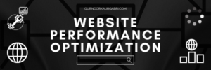 Website performance optimization banner with icons representing SEO, tools, and global connectivity.