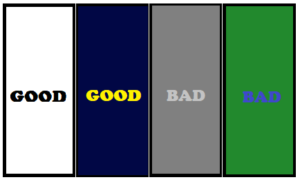 Color palette image showing color contast importance through text and color.